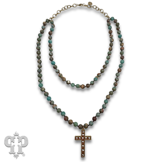 Double strand cross necklace with crystals from Swarovski®