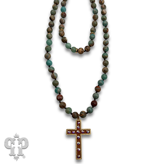 Double strand cross necklace with crystals from Swarovski®