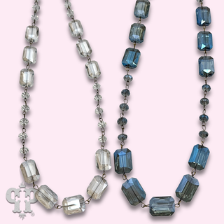 Long glass bead necklace