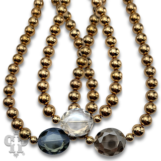 Gold bead and faceted glass bead feature necklace