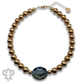 Gold bead and faceted glass bead feature necklace
