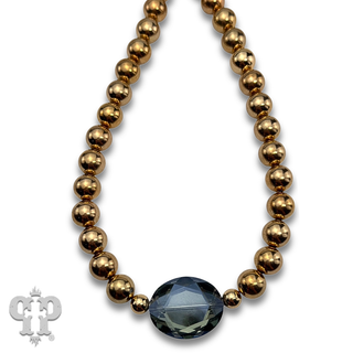 Gold bead and faceted glass bead feature necklace