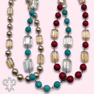 Round and faceted glass bead necklace