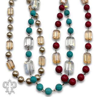 Round and faceted glass bead necklace