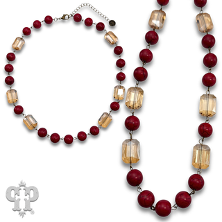 Round and faceted glass bead necklace