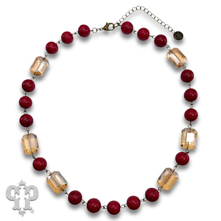 Round and faceted glass bead necklace