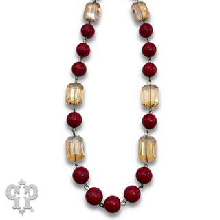 Round and faceted glass bead necklace