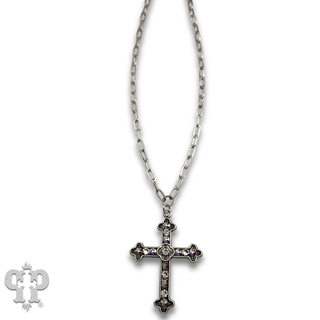 Silver cross necklace with crystals from Swarovski®