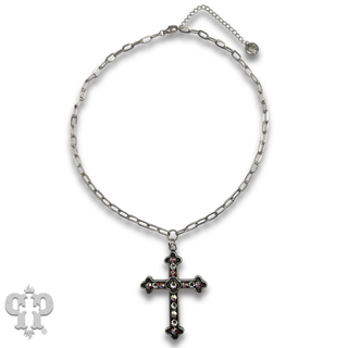 Silver cross necklace with crystals from Swarovski®