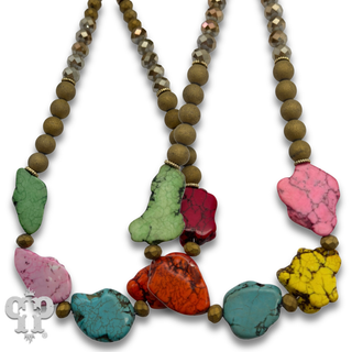 Multi-color nugget bead necklace