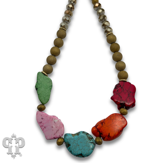 Multi-color nugget bead necklace