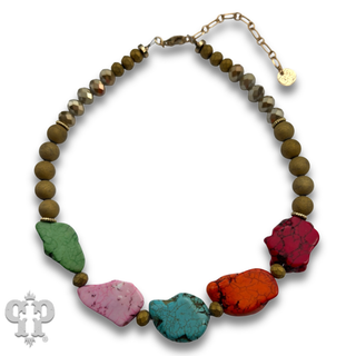 Multi-color nugget bead necklace