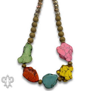 Multi-color nugget bead necklace