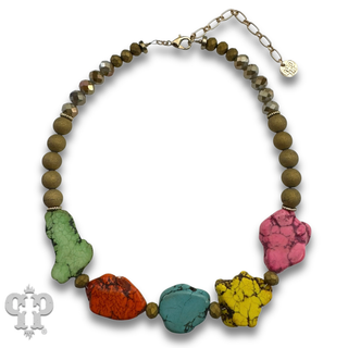 Multi-color nugget bead necklace