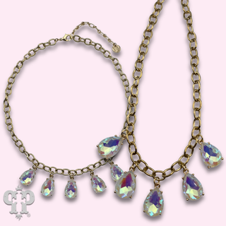 Rhinestone teardrop charm necklace