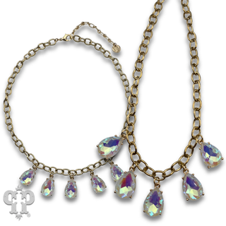 Rhinestone teardrop charm necklace