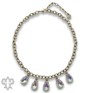 Rhinestone teardrop charm necklace
