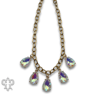 Rhinestone teardrop charm necklace