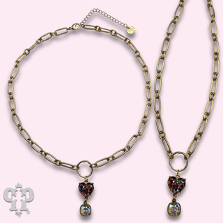 Glitter heart pendant necklace with a crystal from Swarovski®