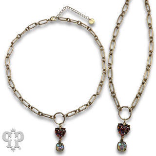 Glitter heart pendant necklace with a crystal from Swarovski®