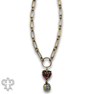Glitter heart pendant necklace with a crystal from Swarovski®