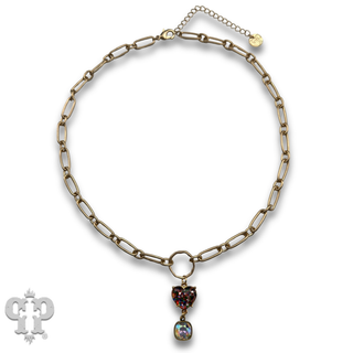Glitter heart pendant necklace with a crystal from Swarovski®