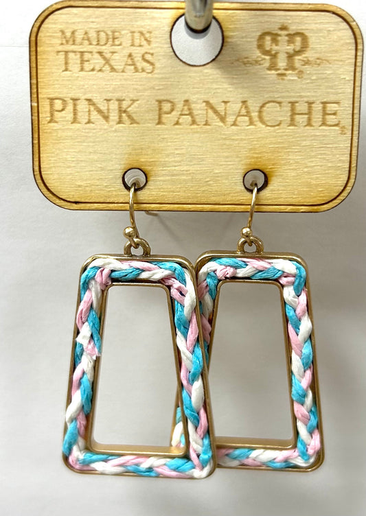Pastel braided rectangle earring, last call