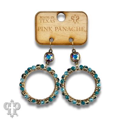 Aqua rhinestone circle earring, Austrian crystal