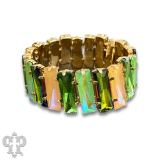 Faceted rectangle rhinestone stretch bracelet