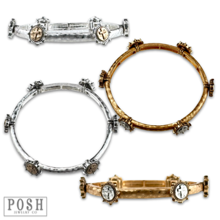 Antique look cross cuff bracelet