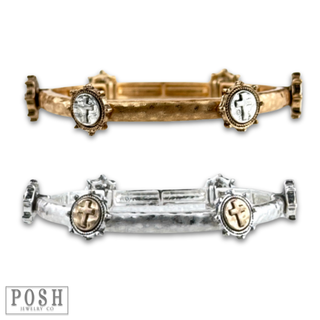 Antique look cross cuff bracelet