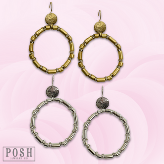 Tube bead and rhinestone earring