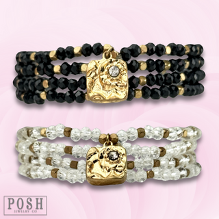Crystal bracelet with nugget charm, last call