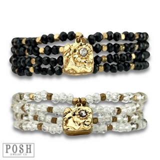 Crystal bracelet with nugget charm, last call