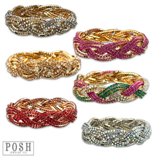 Rhinestone braided look bracelet