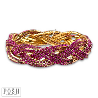 Rhinestone braided look bracelet