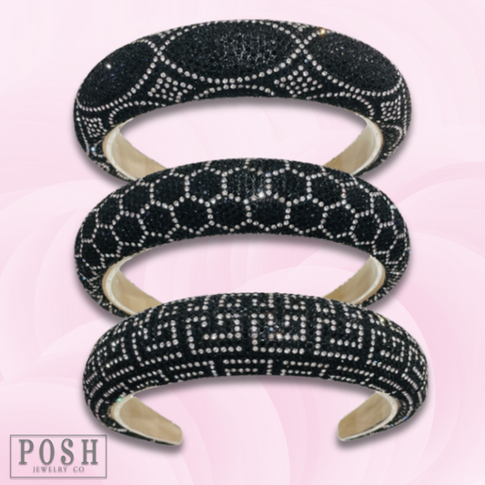 Luxury look patterned rhinestone headband