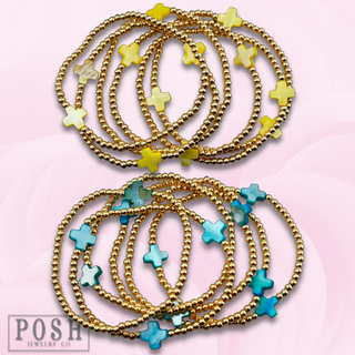 Beads and cross bead stack bracelet