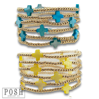 Beads and cross bead stack bracelet