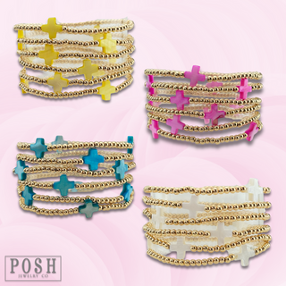 Beads and cross bead stack bracelet