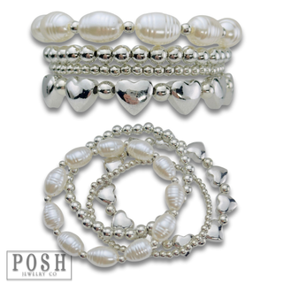 Pearl and metal bead bracelet set