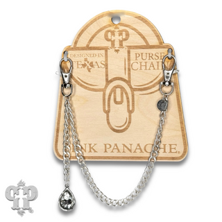 Curb link purse chain with teardrop rhinestone charm