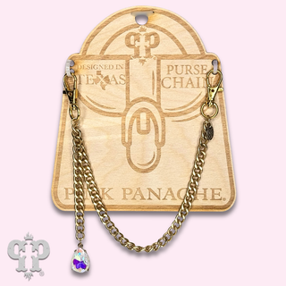 Curb link purse chain with teardrop crystal by Swarovski®