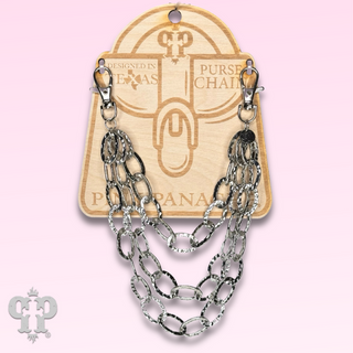 Triple textured large oval link purse chain