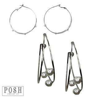 Double hoop and pearl earring, last call