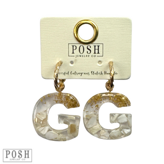 Monogram letter on hoop earring, last call