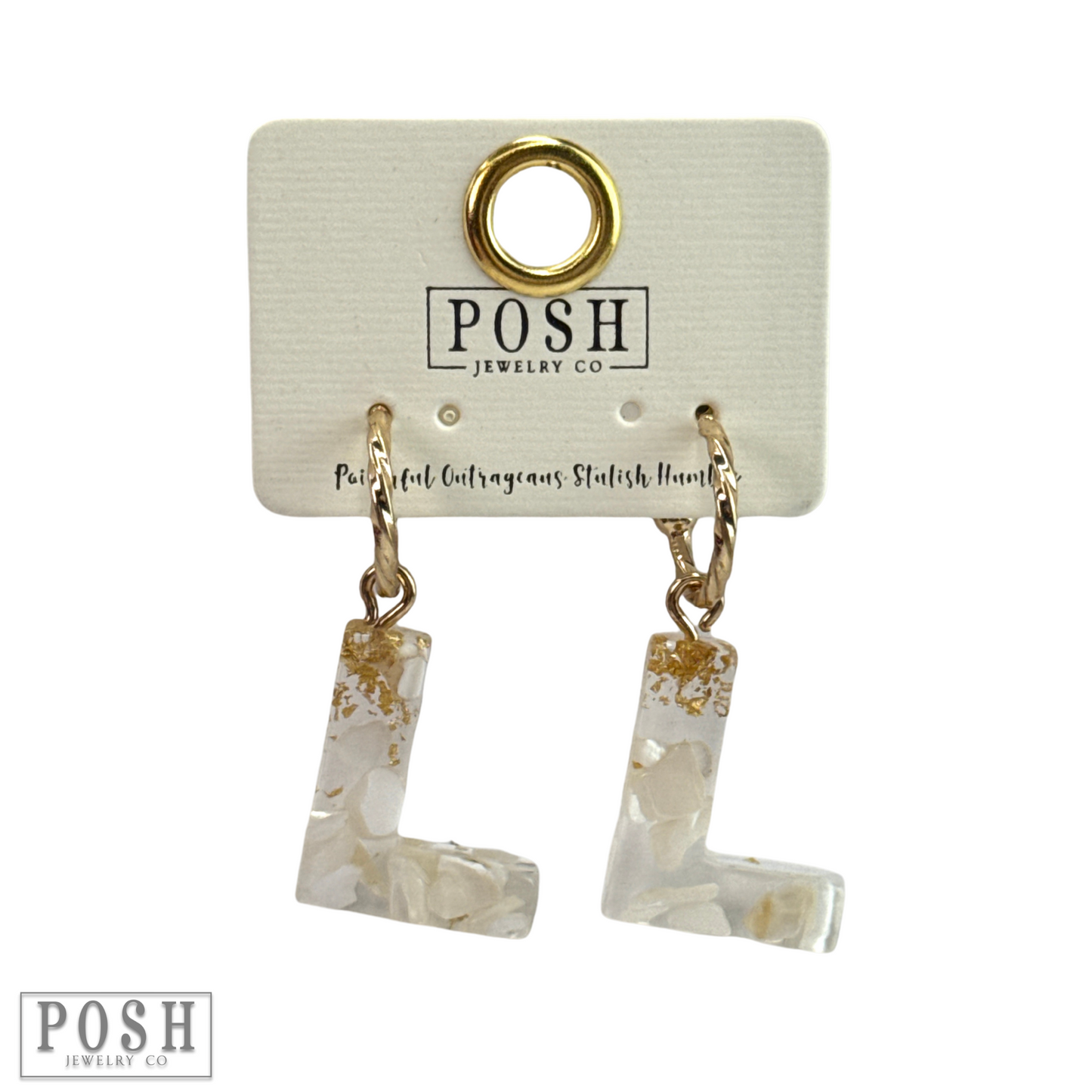 Monogram letter on hoop earring, last call