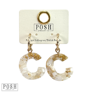 Monogram letter on hoop earring