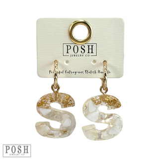 Monogram letter on hoop earring