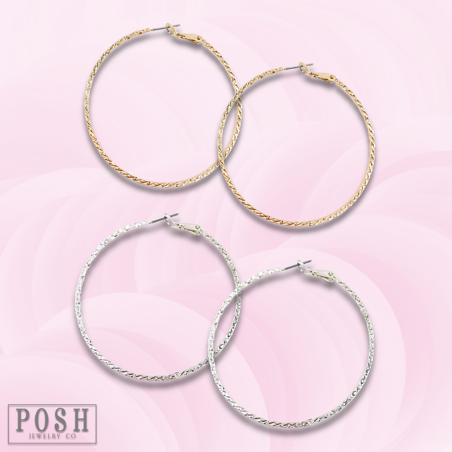 Diamond texture hoop earring, last call